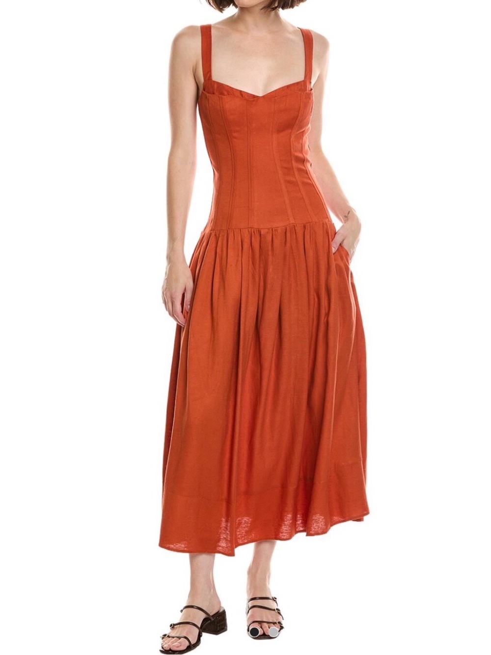 Nicholas Makenna Linen-Blend Dress. Size 8. MSRP $498